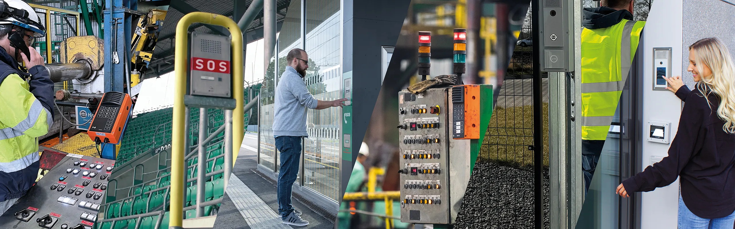 Verschiedene Intercom- und Kommunikationssysteme in Industrieanlagen, Verkehrsknotenpunkten und Zugangskontrollsystemen